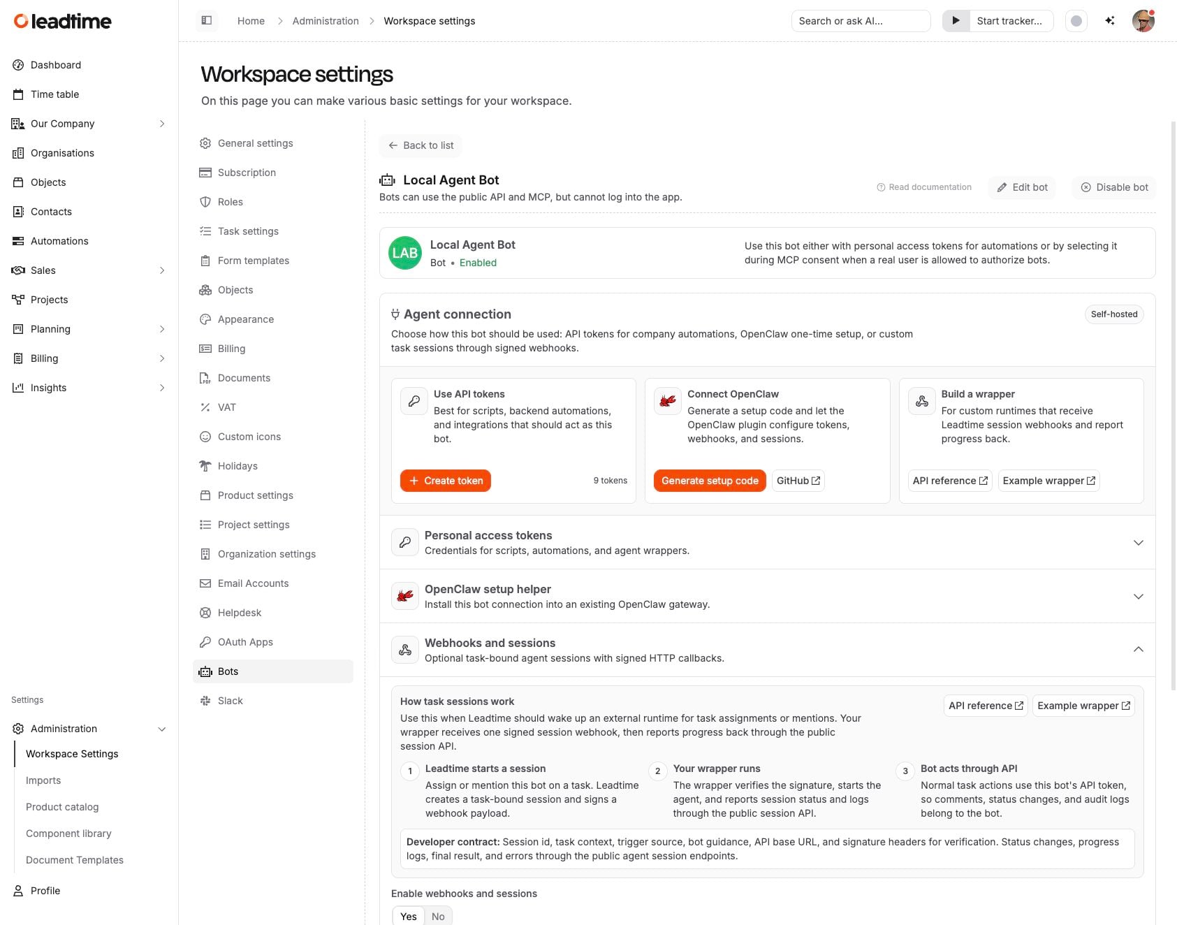 Leadtime interface