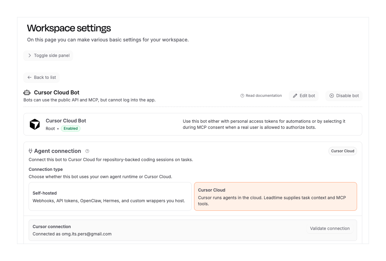 Leadtime interface