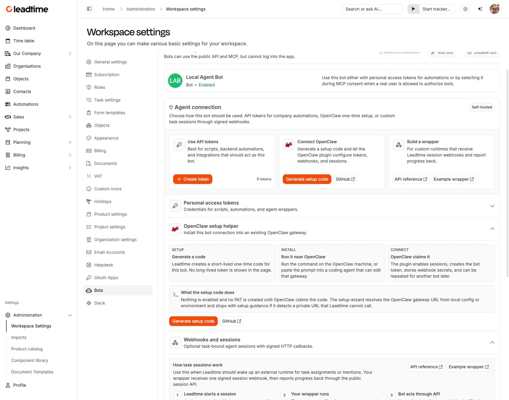 Leadtime interface