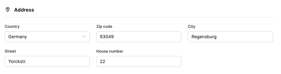 Company Data – Address