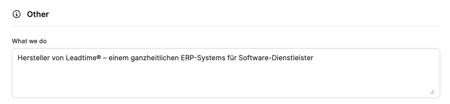 Company Data – Description