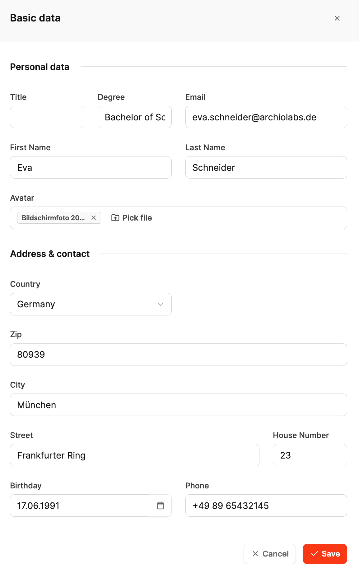 Employee Basic Information – Edit personal data