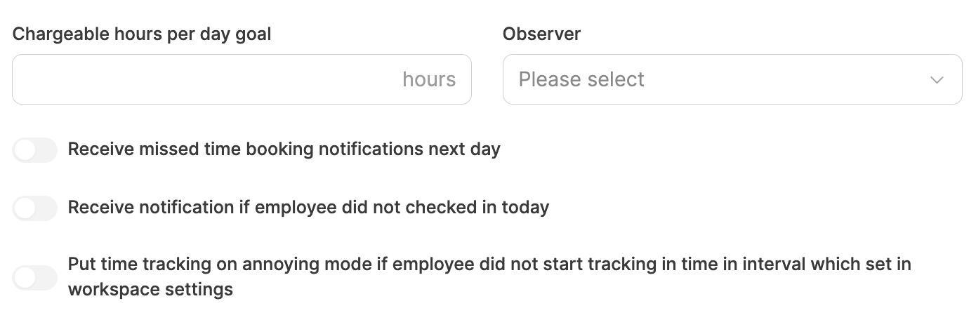 Employee Basic Information – Targets and notifications