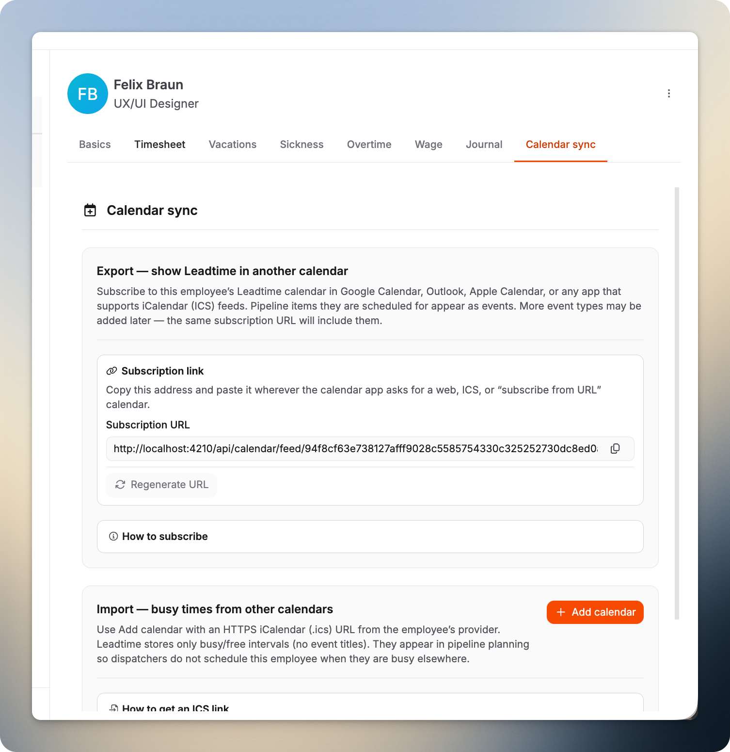 Employee – Calendar Sync – Location