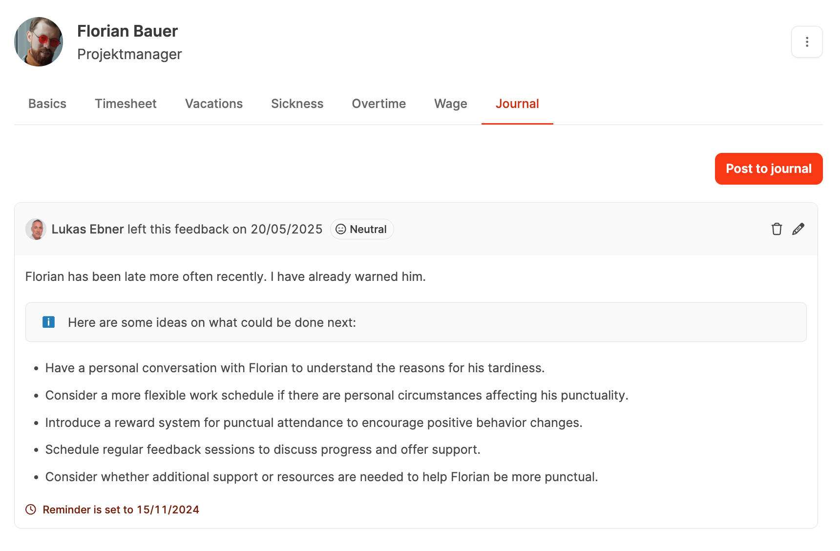 Employee – Journal – Overview