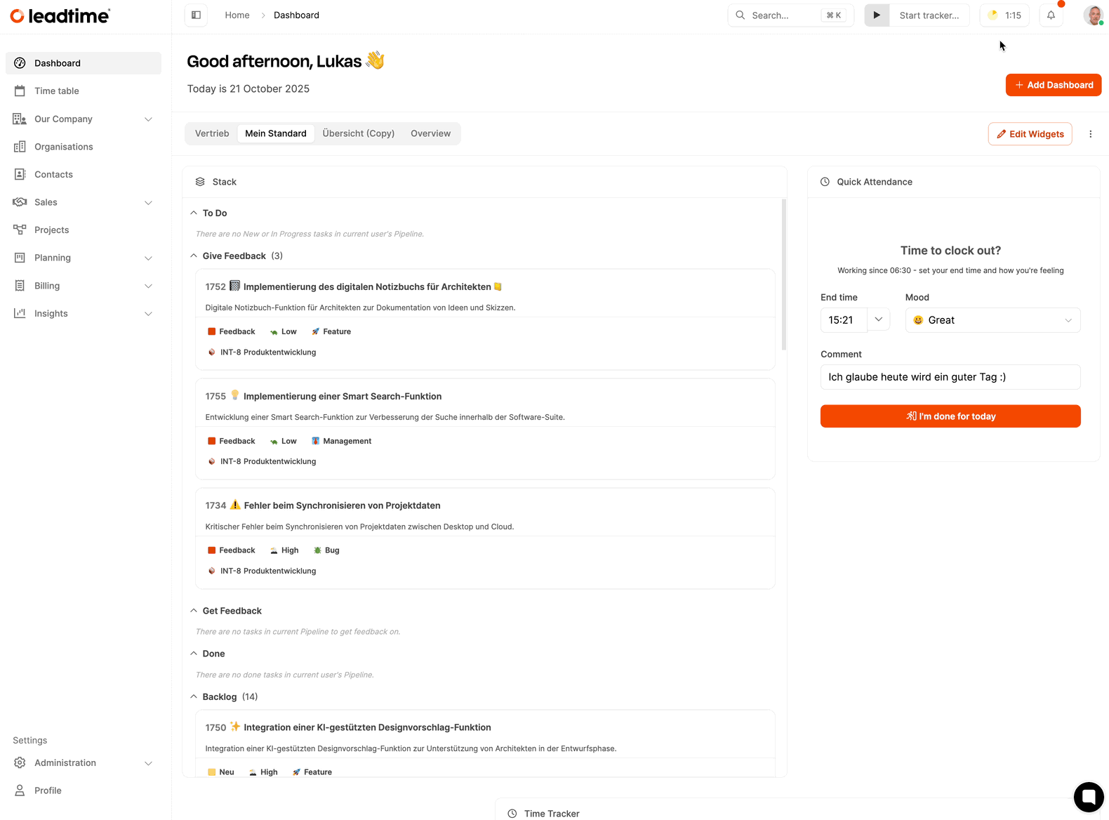 Request and Approve Vacation – Time statistics