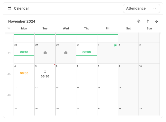 Dashboards – Calendar Widget