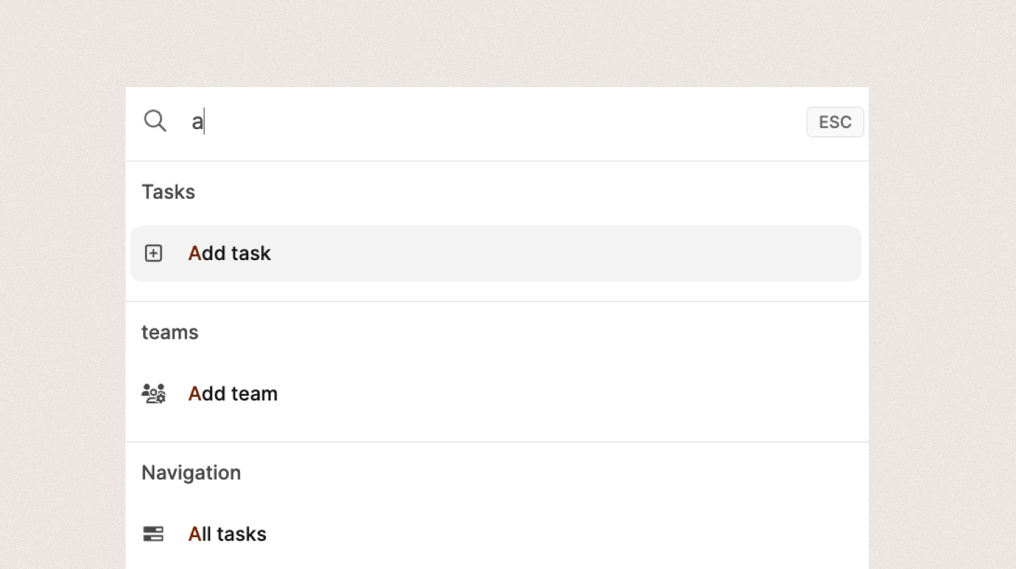 Search results in the Command Console