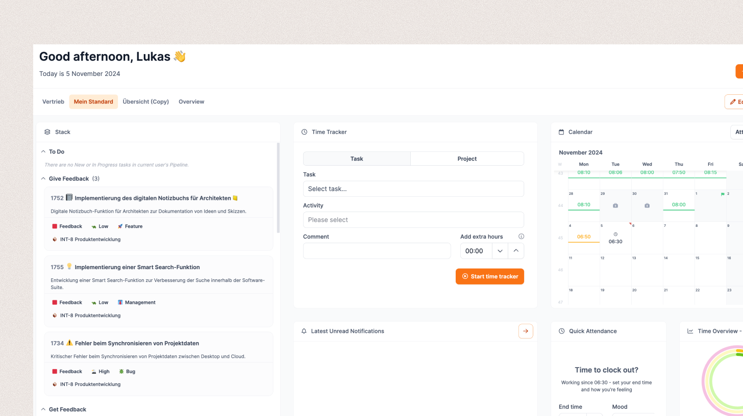 A customized Dashboard