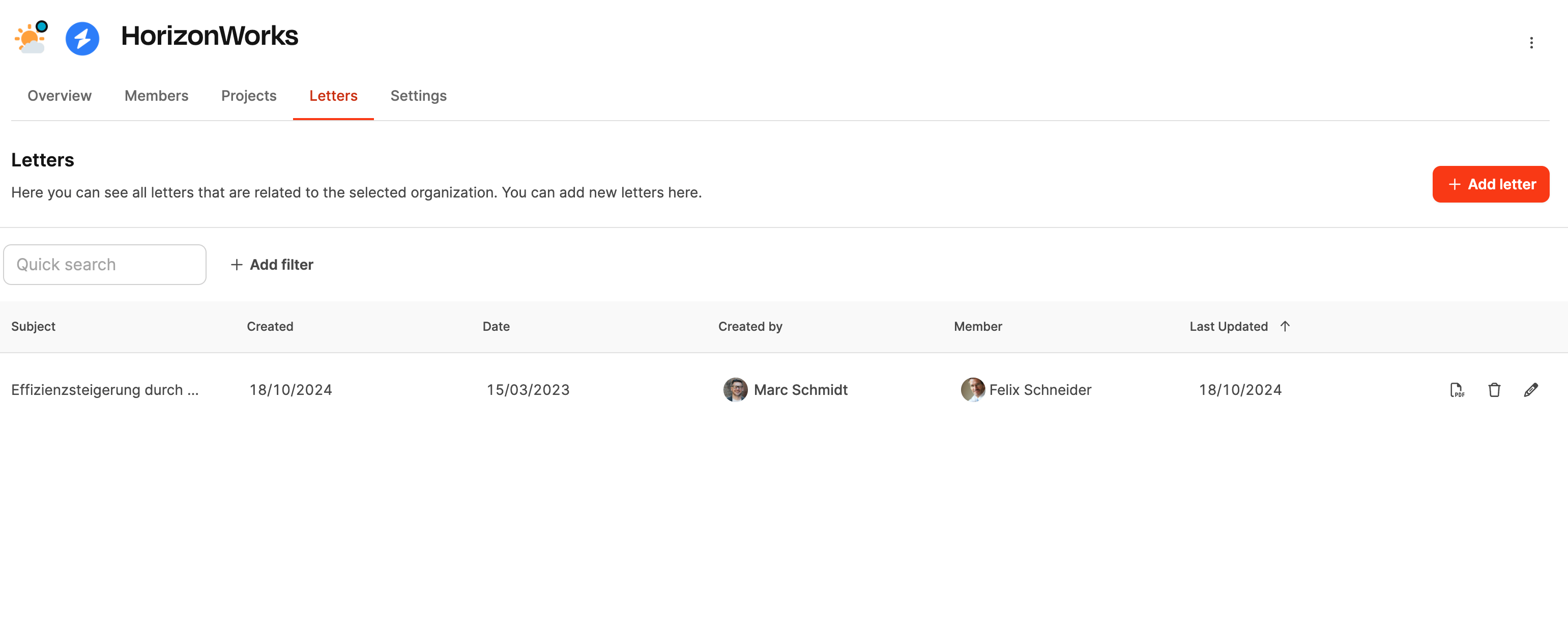 Leadtime interface