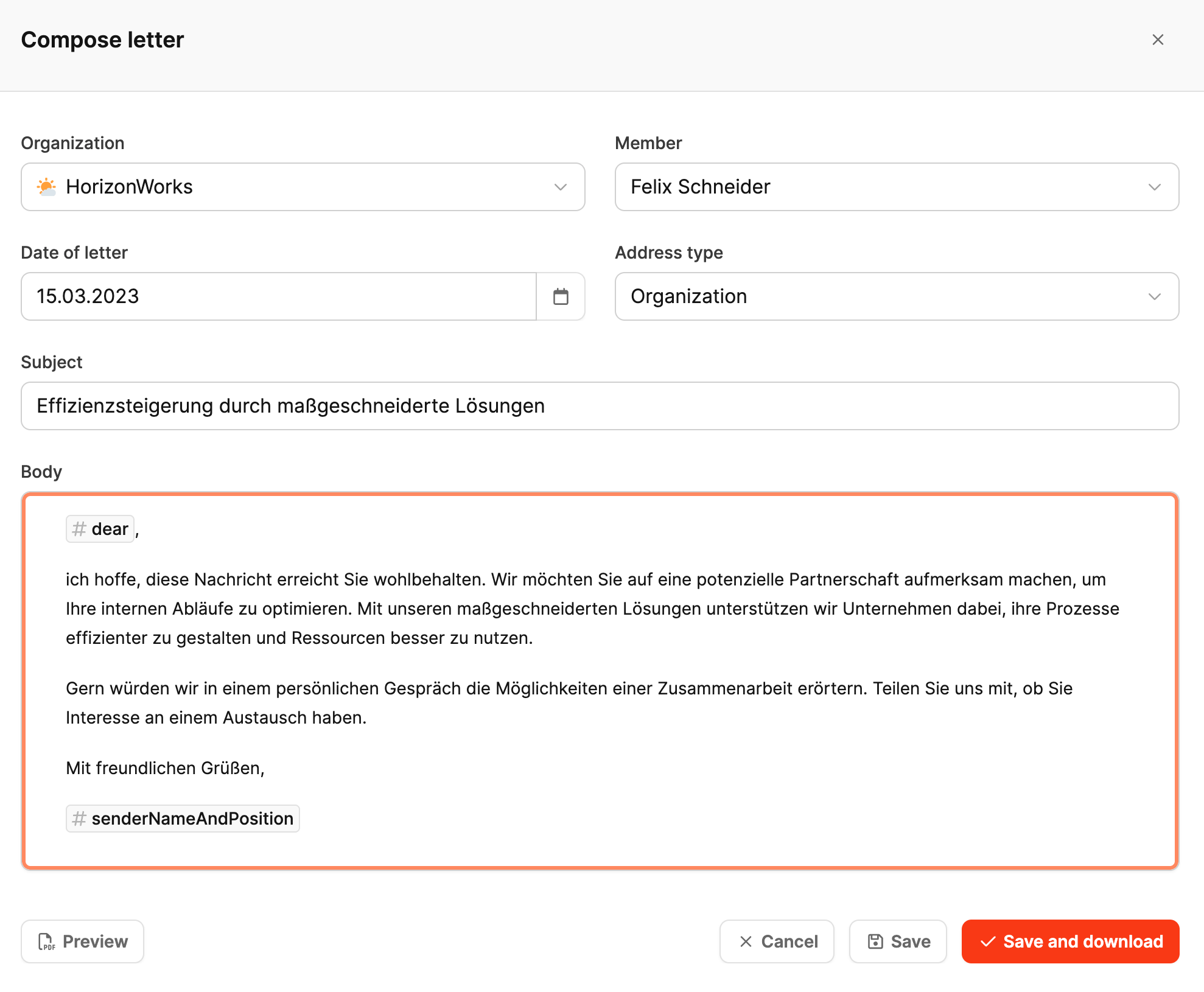 Leadtime interface