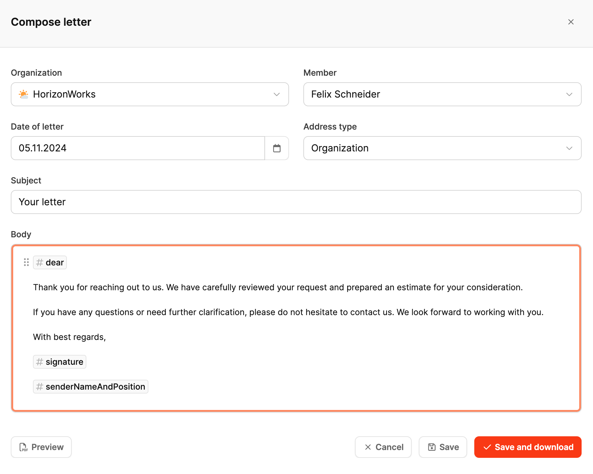 Leadtime interface