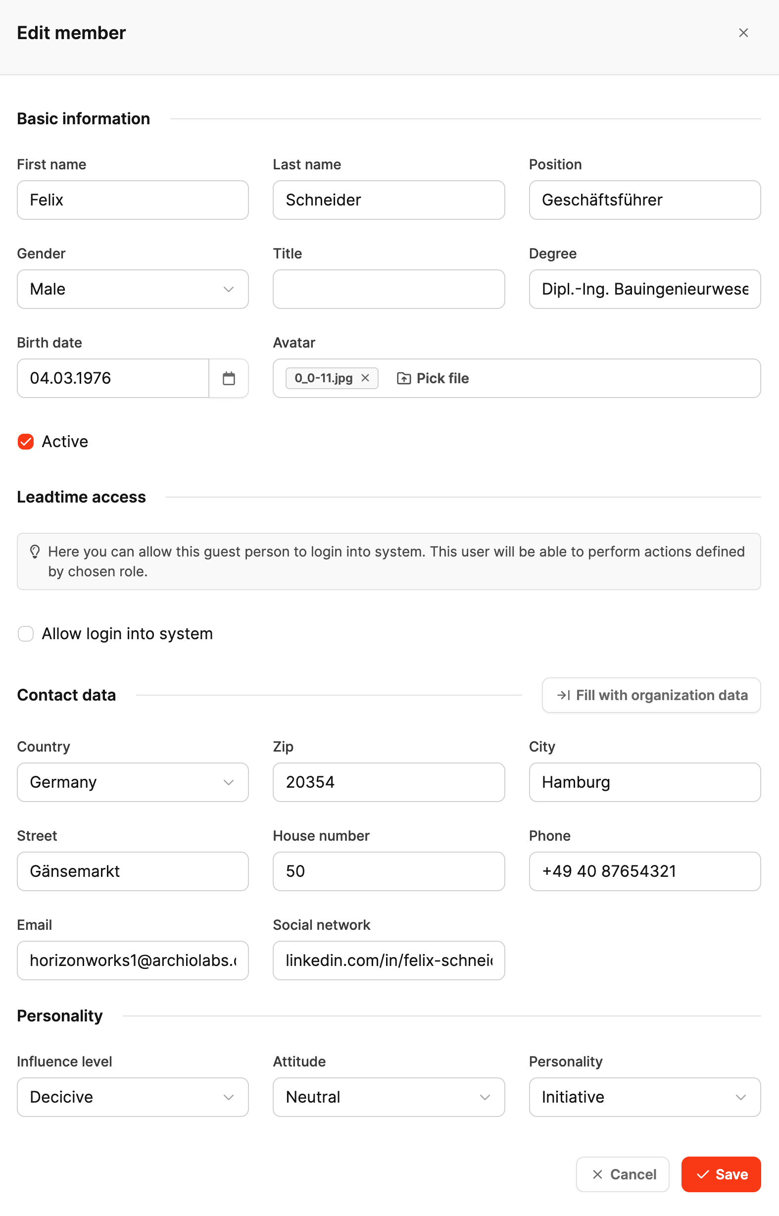 Leadtime interface