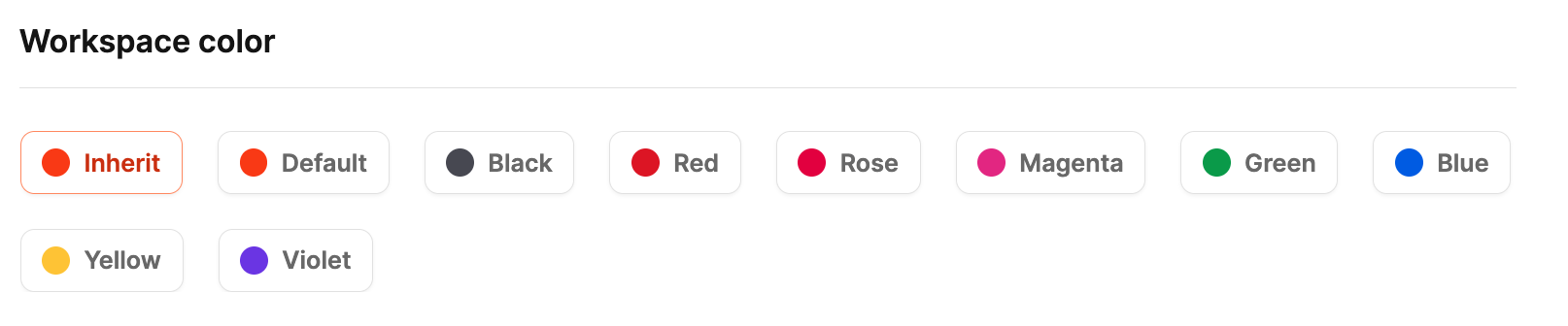 Profile – Account – Workspace Color