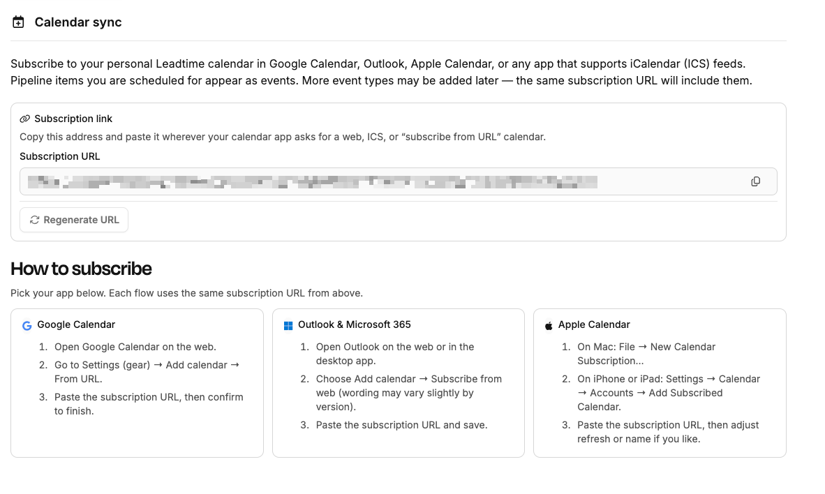 Profile – Calendar Sync – Location