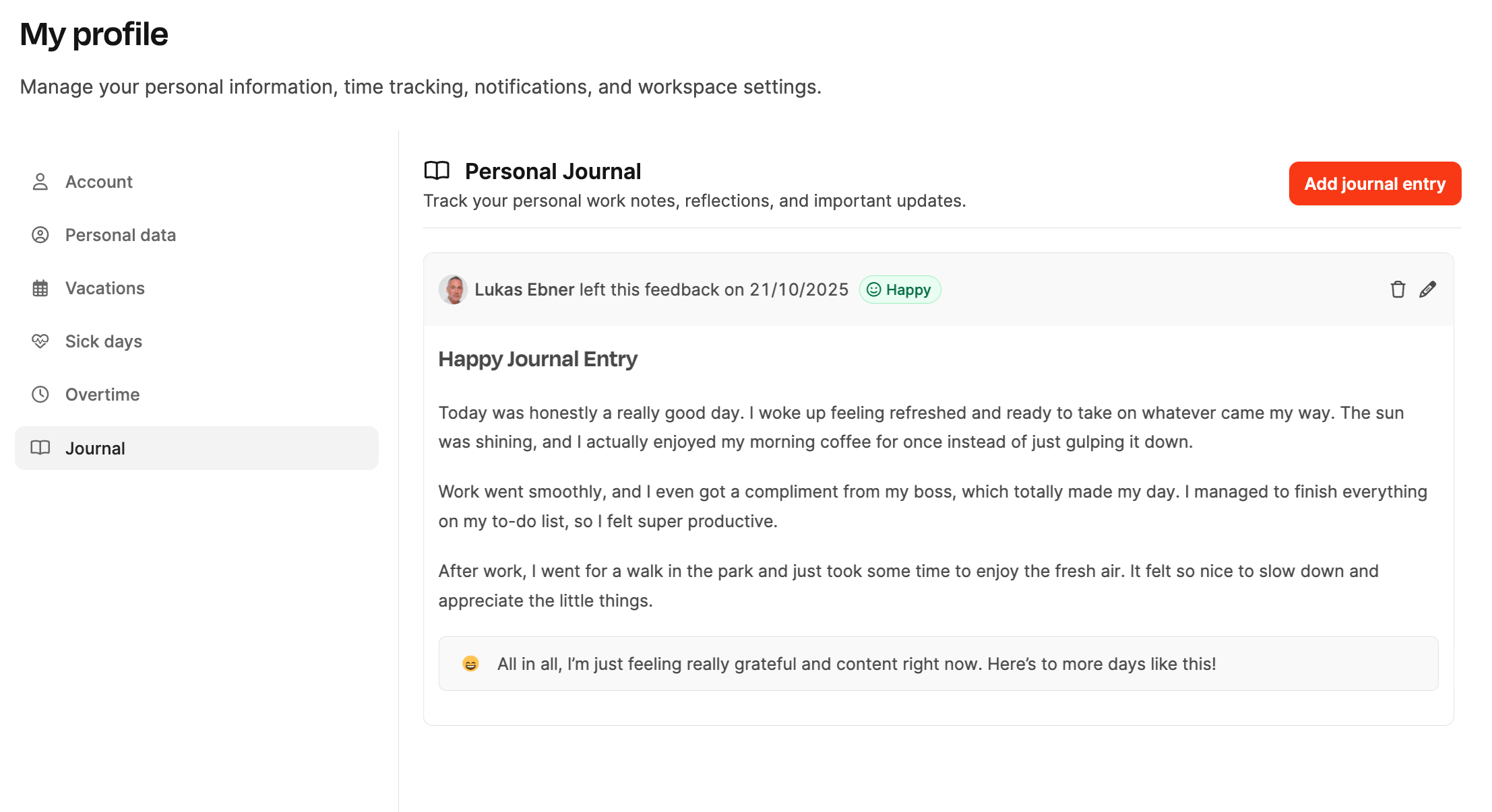 Profile – Journal – Overview