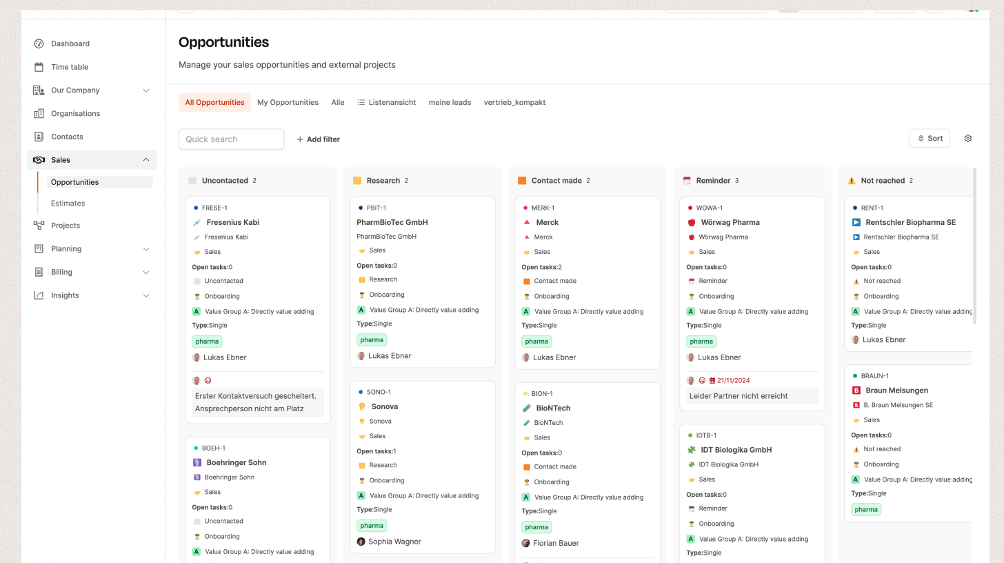 Leadtime interface